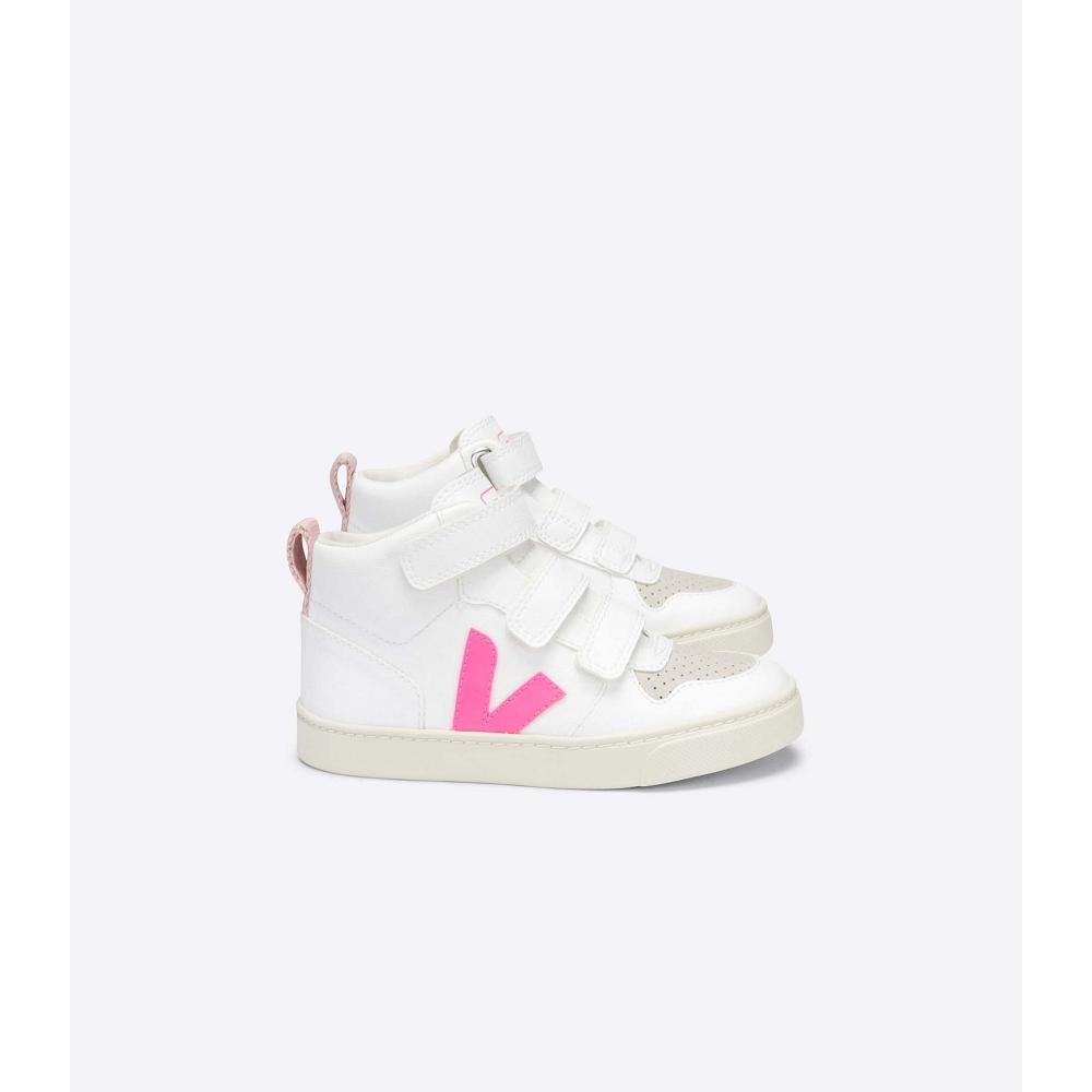 Veja V-10 MID CWL Kids\' High Tops White/Pink | NZ 703SGL